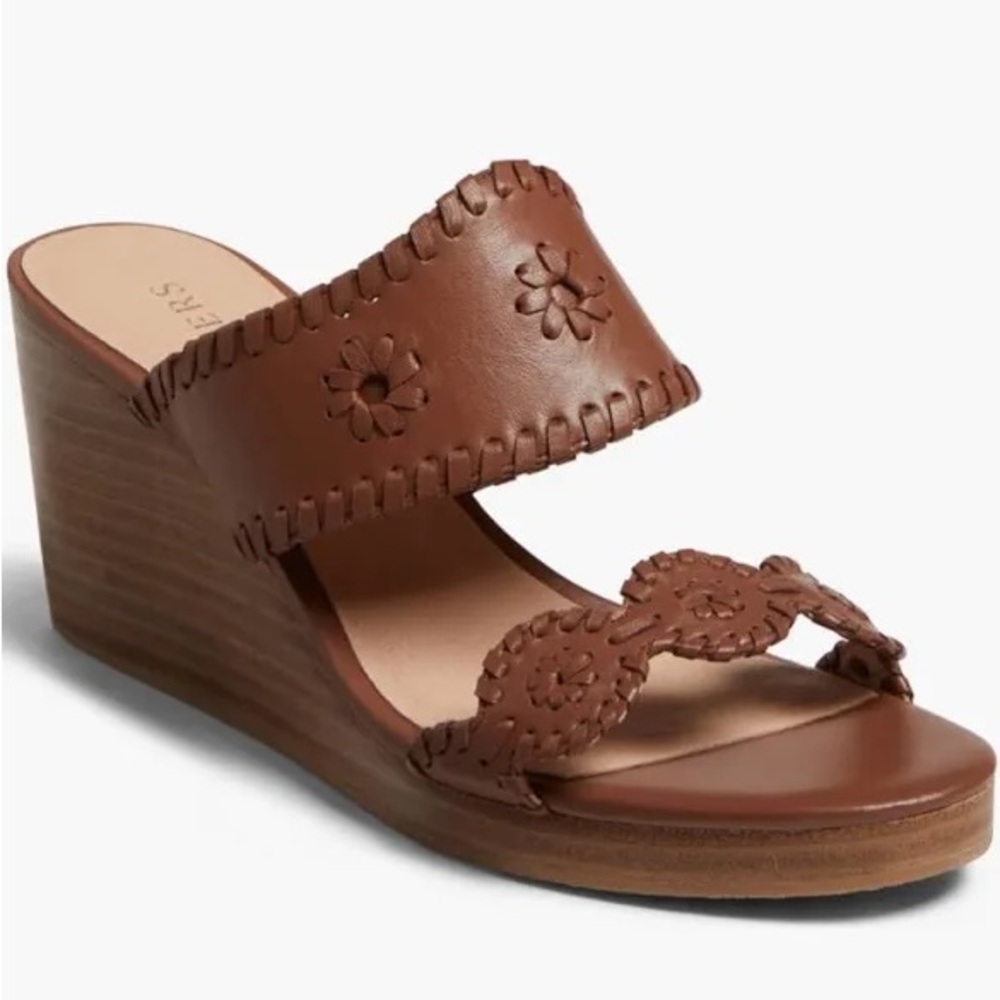 Jack Rogers Women's Caroline Wedge Leather Slide Sandals *NEW*